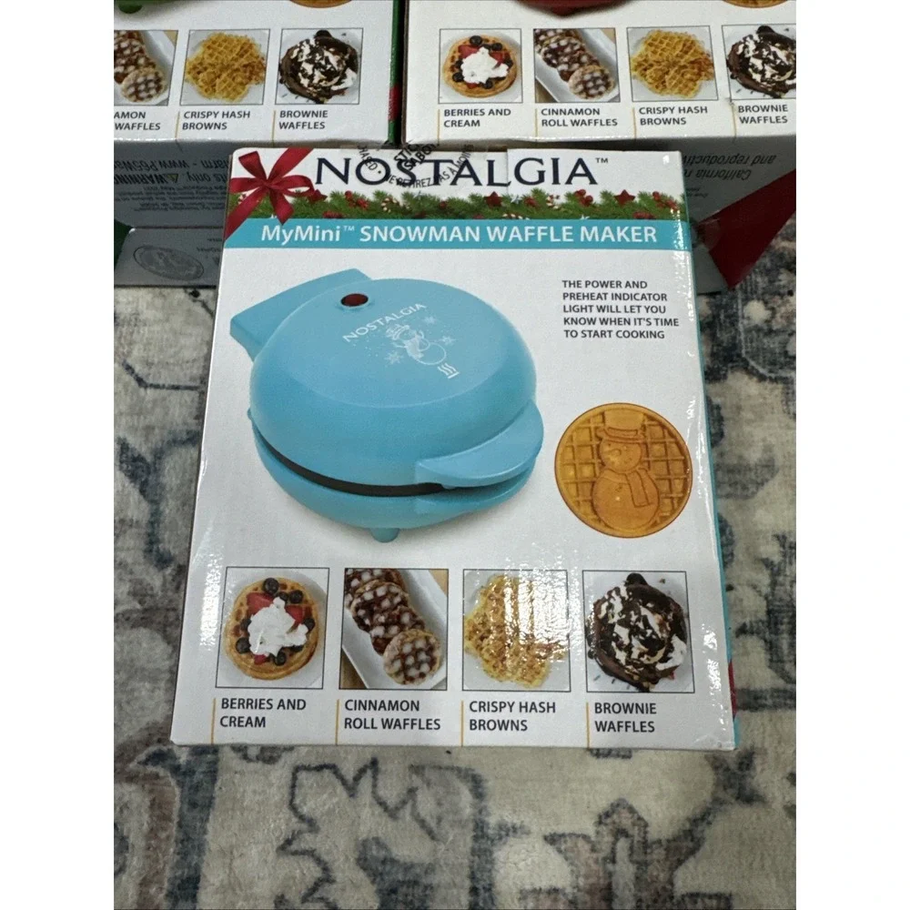 Lot of 3 Nostalgia MyMini Holiday Christmas Waffle Maker Santa Reindeer Snowman